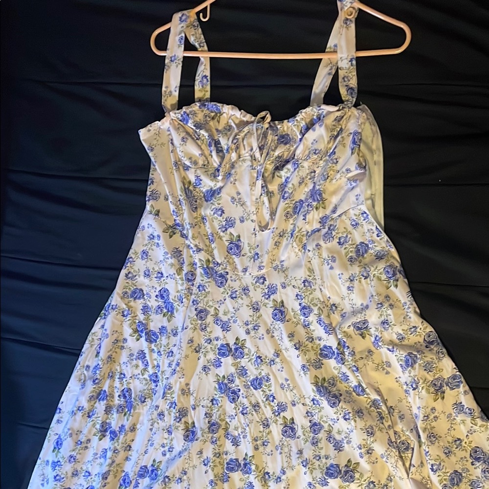 Floral Blue and White Maxi Dress